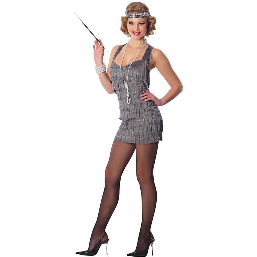 Flapper Dress Adult Costume Grey - XS/Small
