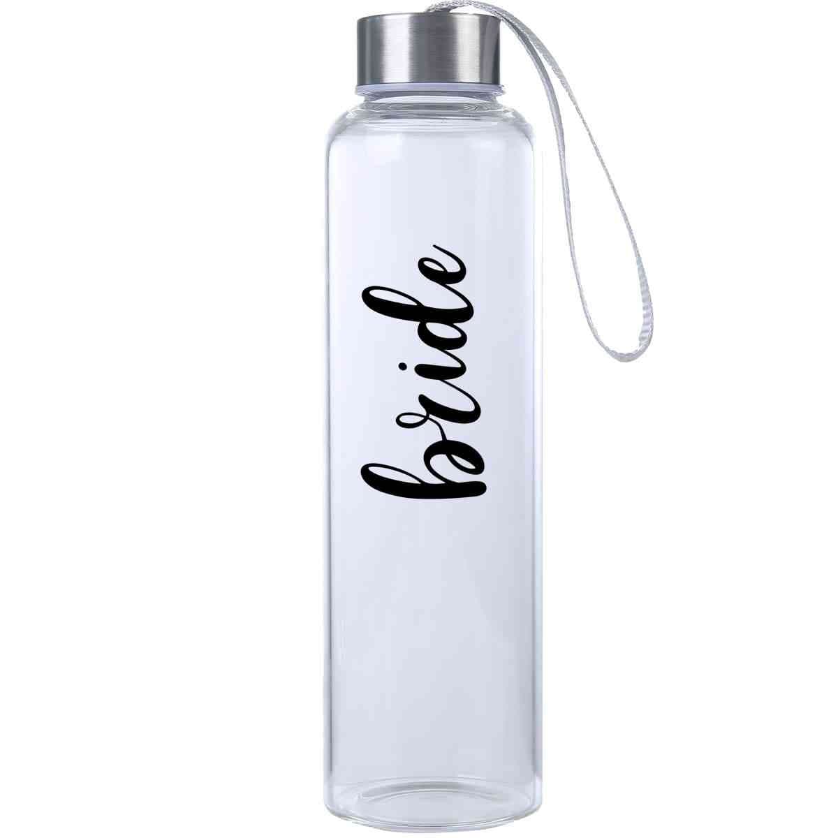 Wedding Glass Hydro Water Bottle Novelty Gift for Bride Clear