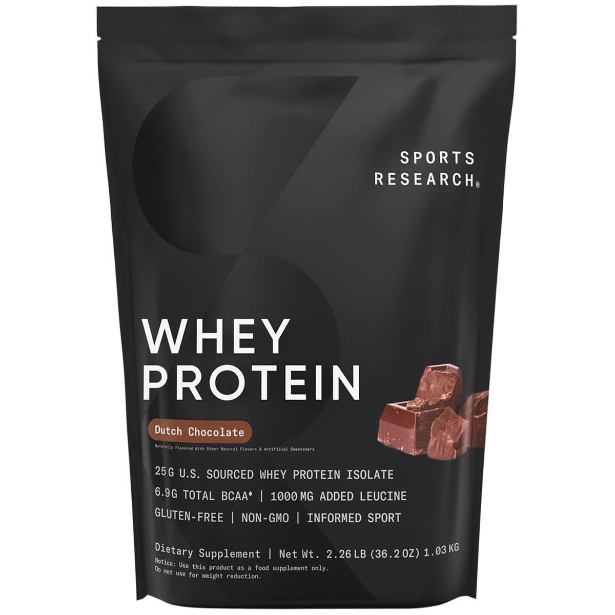 Whey Protein Isolate - Sports Nutrition Protein Powder 25g per Scoop - 2lb Bag Whey Protein - Dutch Chocolate Bulk Protein Powder, 25 Servings