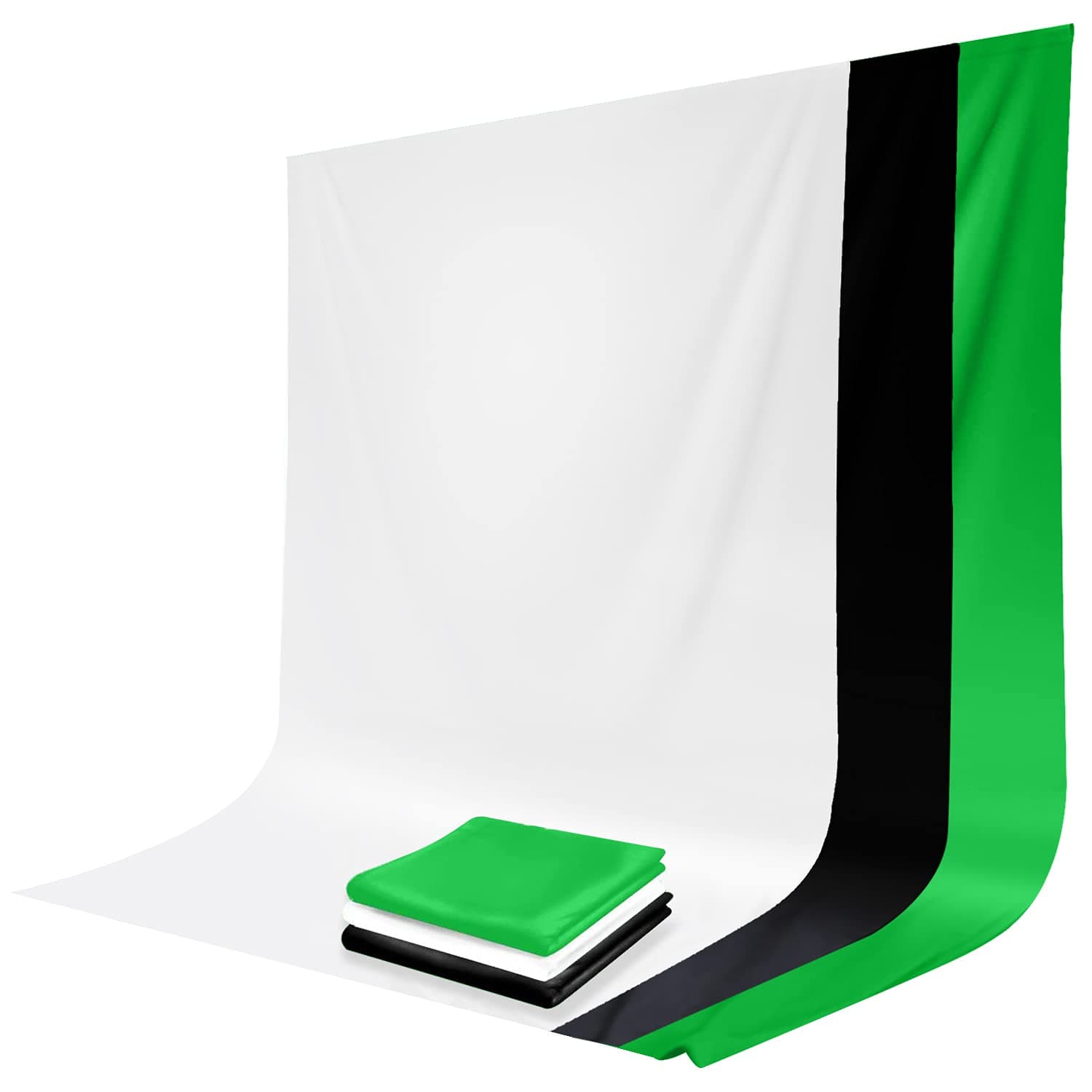 LimoStudio 10 x 12 feet / 120 x 144 inch White, Black, Green Backdrop Screen Photo Background, Premium > 150GSM Synthetic Material Superior Soft Texture for Professional Photo Video Studio, AGG1933