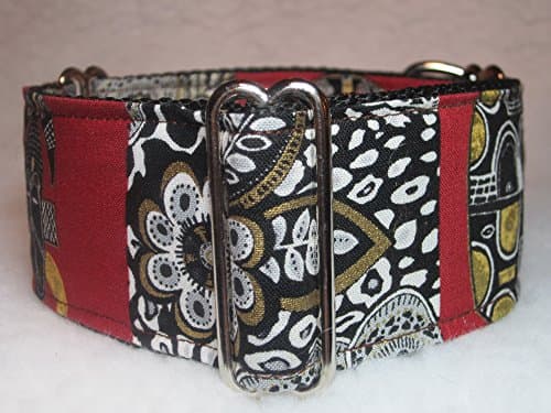2" Wide Art Deco In Burgundy Martingale Dog Collar