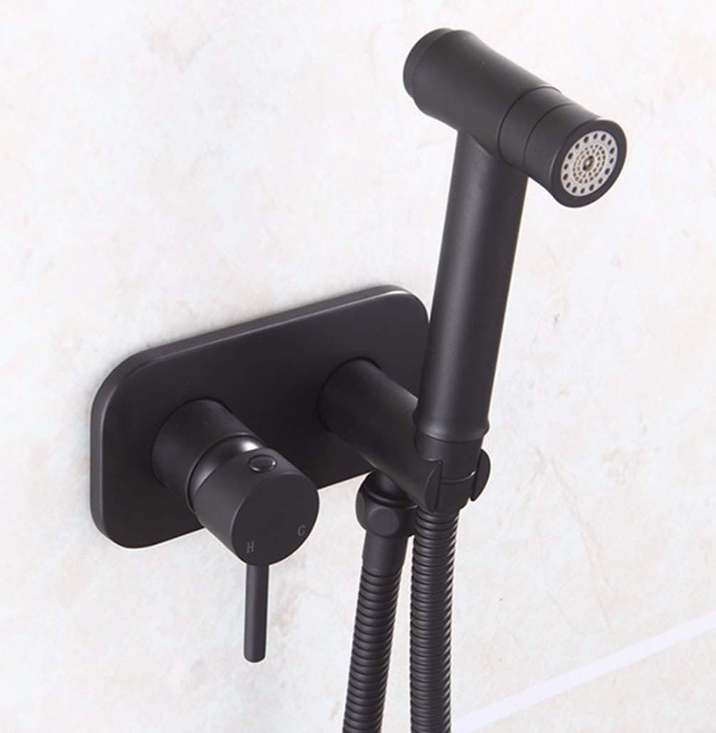 Brass Bathroom Toilet Bidet Spray Hot & Cold Mixer Water Handheld Bidet Diaper Set Shower Head Set Shattaf Sprayer Jet Douche Kit Black