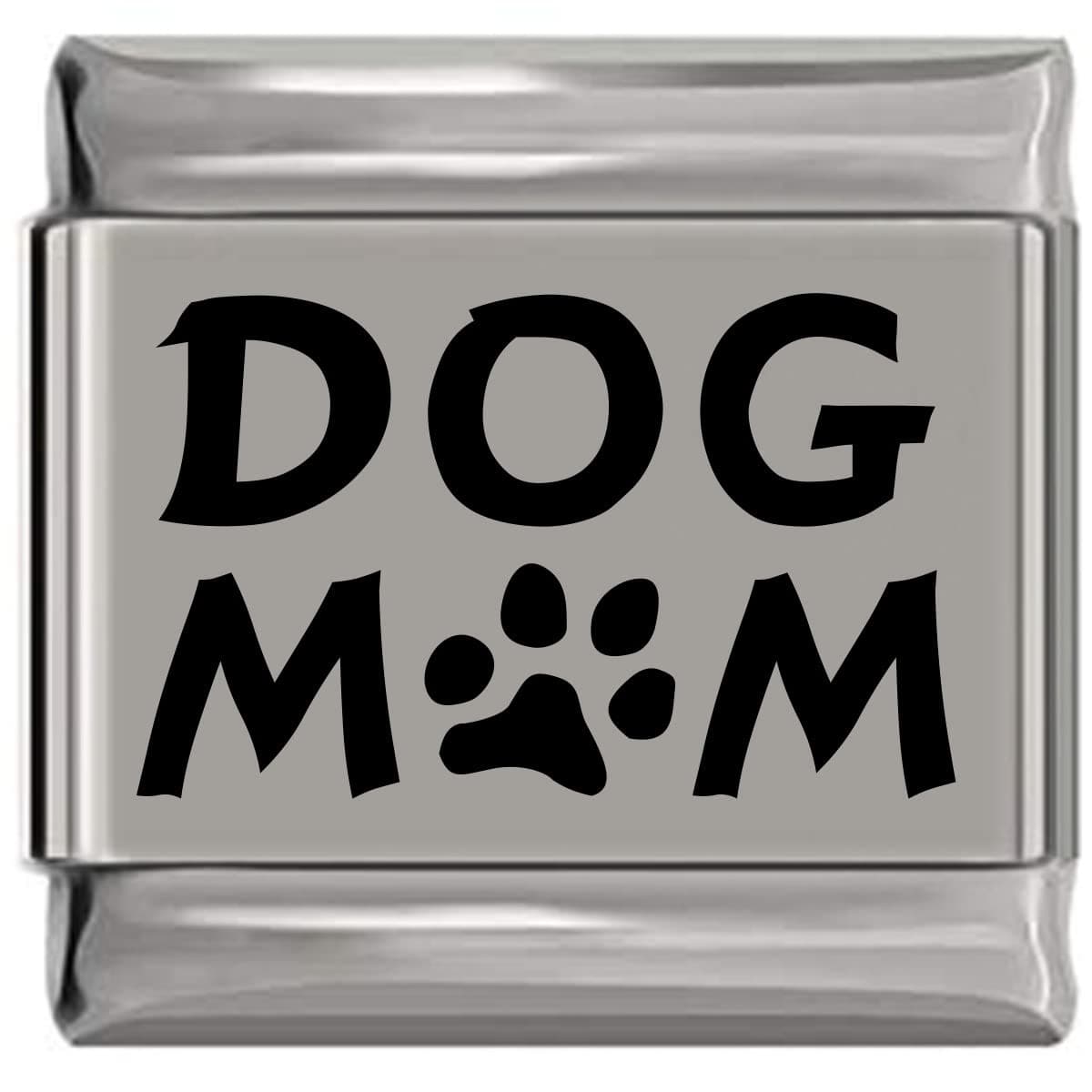 NewCharms Dog Mom Laser Engraved Italian Charm (9mm Standard Size)