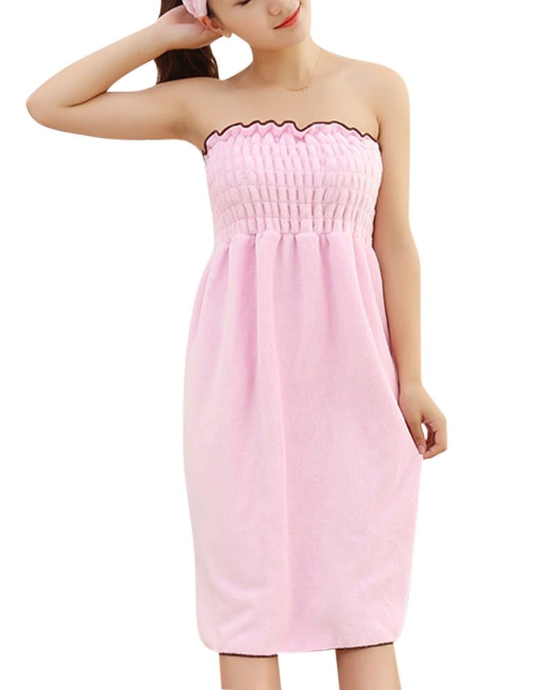 ZiXingWomen Super Water Absorbent Soft Fluffy Strapless Cover up Bath Spa Tube Dress Bathrobe Bathing Towel Dressing Gown Housecoat