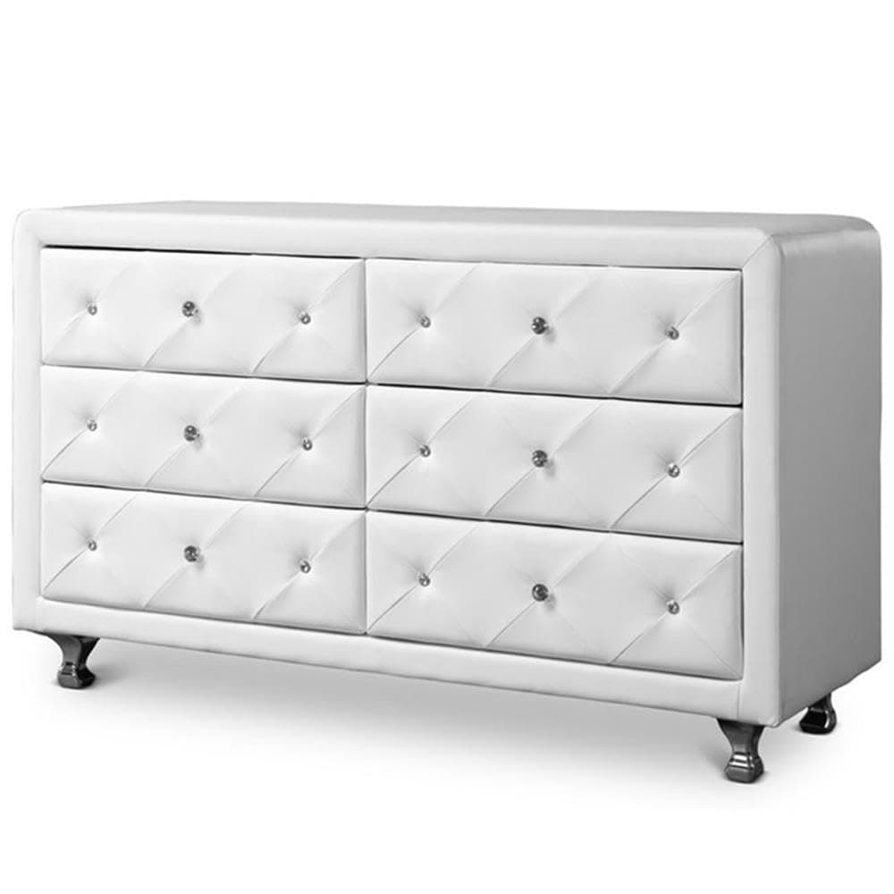 Baxton Studio Luminescence Wood Contemporary Upholstered Dresser, White