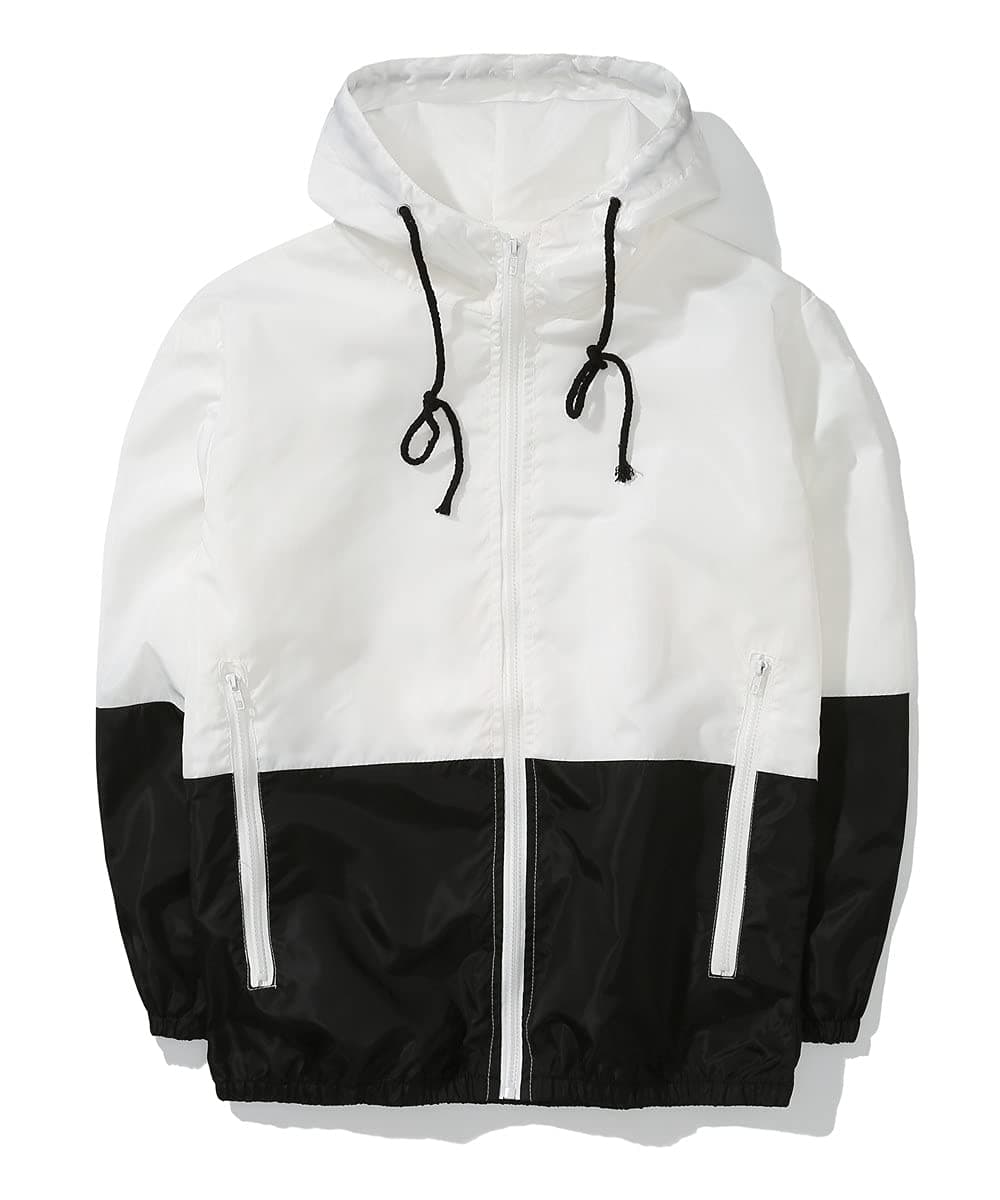 AITFINEISM Men's Lightweight Windbreaker Jacket Casual Zip Up Jackets With Hooded