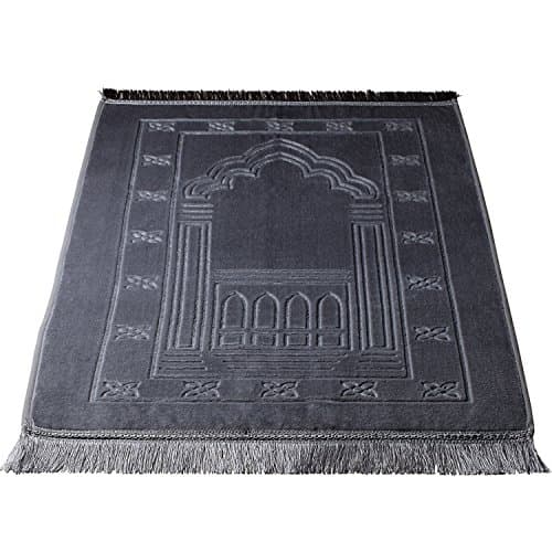 Deserthome Prayer Rugs,Sajda Muslim Prayer Carpet Velvet Fashion Islamic Prayer Mat (Silver Grey)