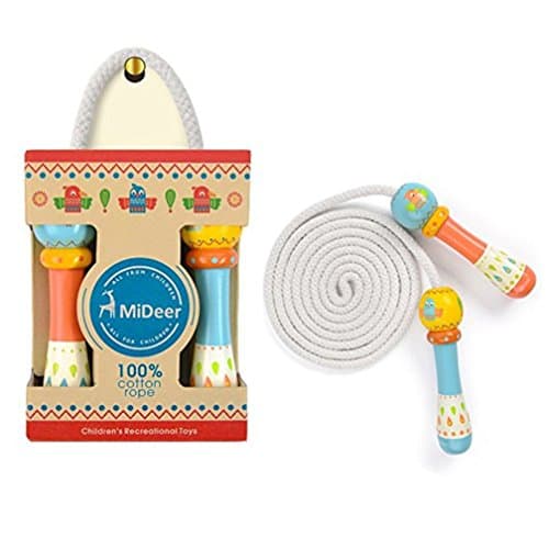 MiDeer Kids Jump Rope Adjustable Lightweight Wooden Handle 100% Cotton Tangle Skipping Rope Best Fitness Jumping Exercise