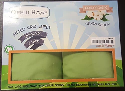 - OrganicPro 100% Organic Turkish Cotton Fitted Crib Sheet (2 Pack) (Green)