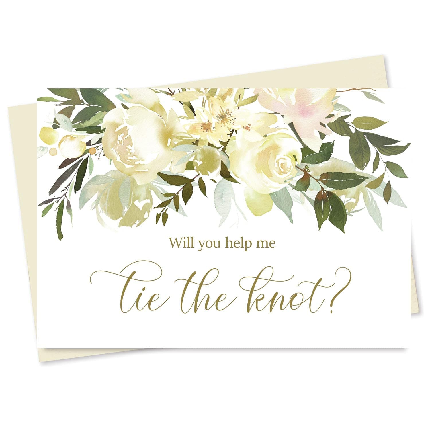 Set of 10 Floral Wedding Party Proposal Cards, Will You Help Me Tie the Knot Cards and Matching Envelope Seals, Blank Cards to propose to Bridesmaid, Matron of Honor, Maid of Honor, Flower Girl