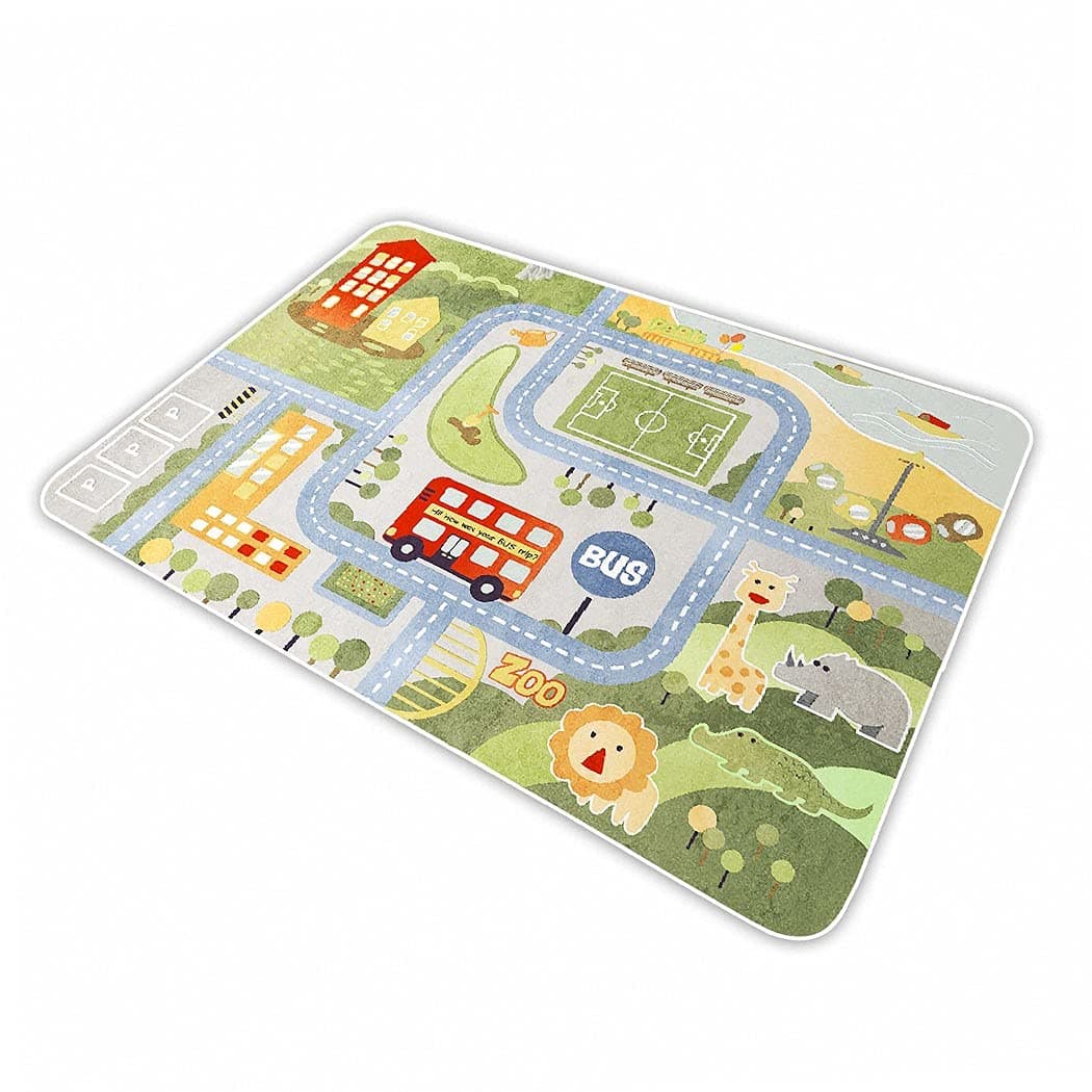 SPOAR Kid Rug Carpet Playmat for Toy Cars and Train,Play Area Rug with Rubber Backing,Fun Throw Rug,Ideal Gift for Children Baby Bedroom Play Room(80×120cm/32×47in)