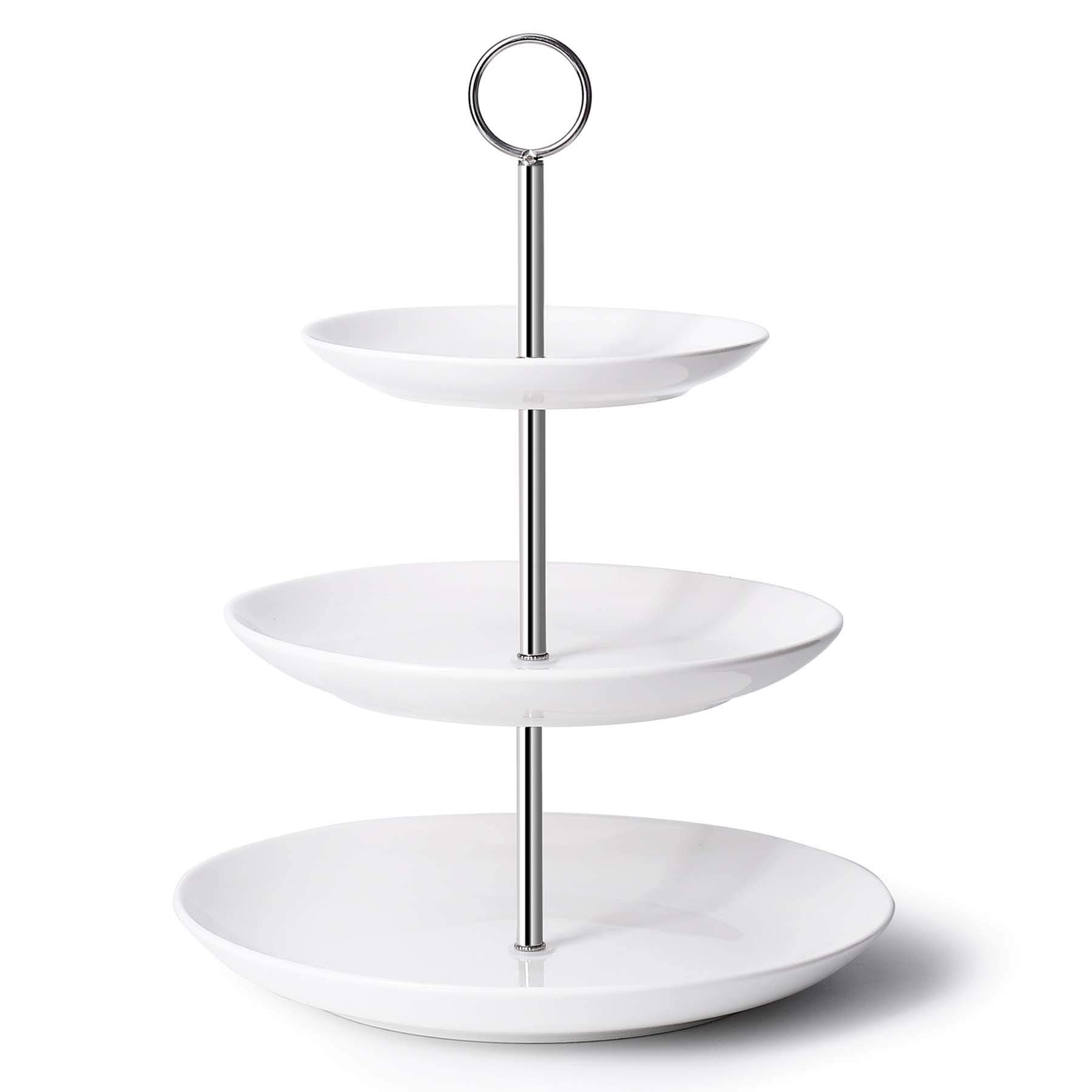 Krockery White Porcelain Cupcake Stand - 3 Tier Dessert Stand/Tiered Serving Stand for Parties