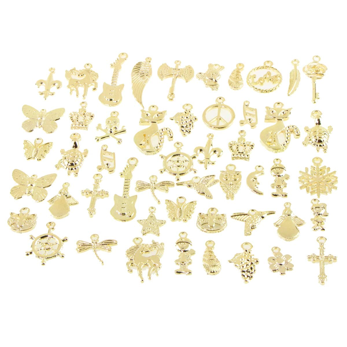 50pcs Charms for Jewelry Making ,Dainty Tibetan Gold Charms Pendants Crafting Accessories for Necklace Bracelet Ankle Jewelry DIY Making