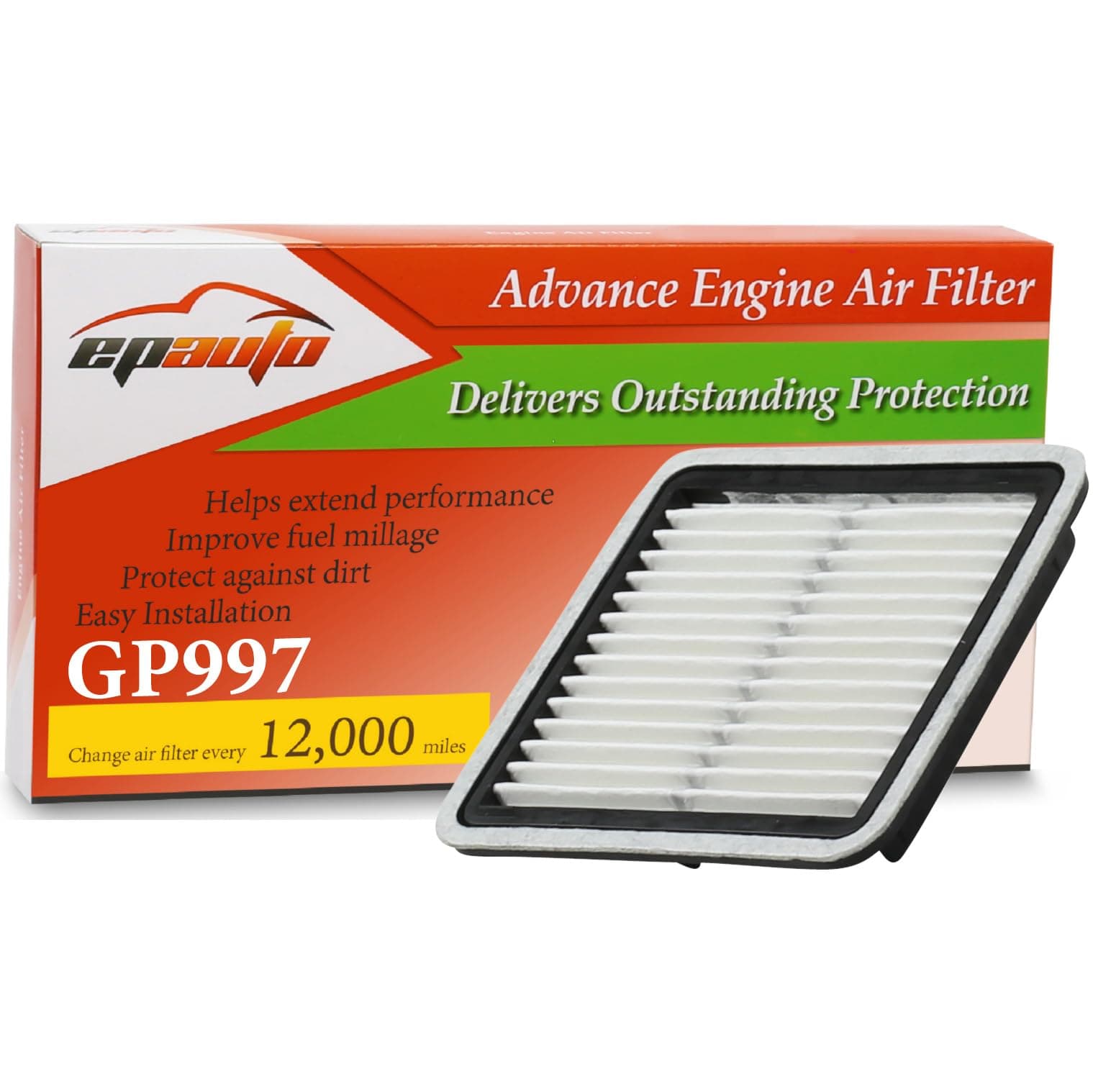 EPAuto GP997 (CA9997) Replacement for Subaru Extra Guard Panel Engine Air Filter for Impreza (2008-2016),Legacy(2005-2019),Outback(2005-2019),WRX(2015-2021),Forester(2009-2018),Tribeca(2008-2014)