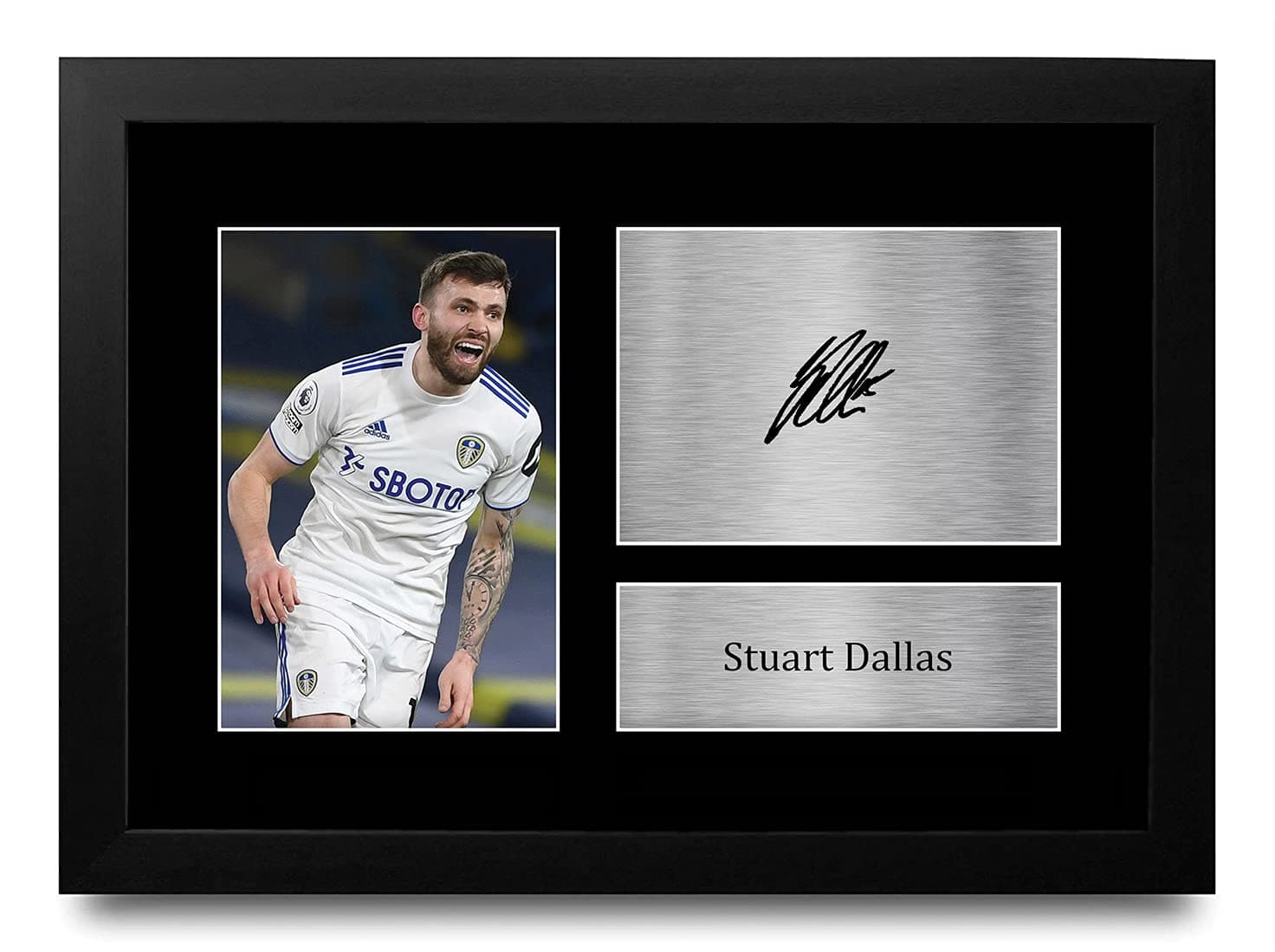 HWC TradingFR A4 Stuart Dallas Leeds United Gifts Printed Signed Autograph Picture for Football Fans and Supporters - A4 Framed