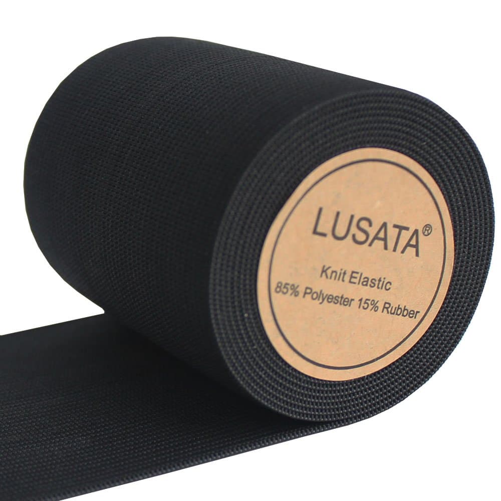 lusata 3 inch Wide Black Knit Elastic Spool Heavy Stretch High Elasticity Knit Elastic Band 3 Yard