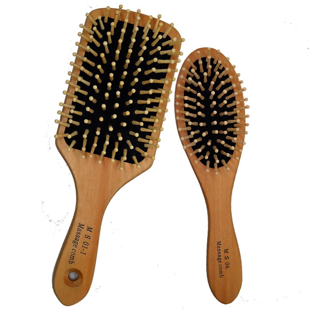 2pcs Hair Brush - Detangling Scalp Massage Hair Comb - Organic Wooden Bristle Cushion Hairbrush(M033)