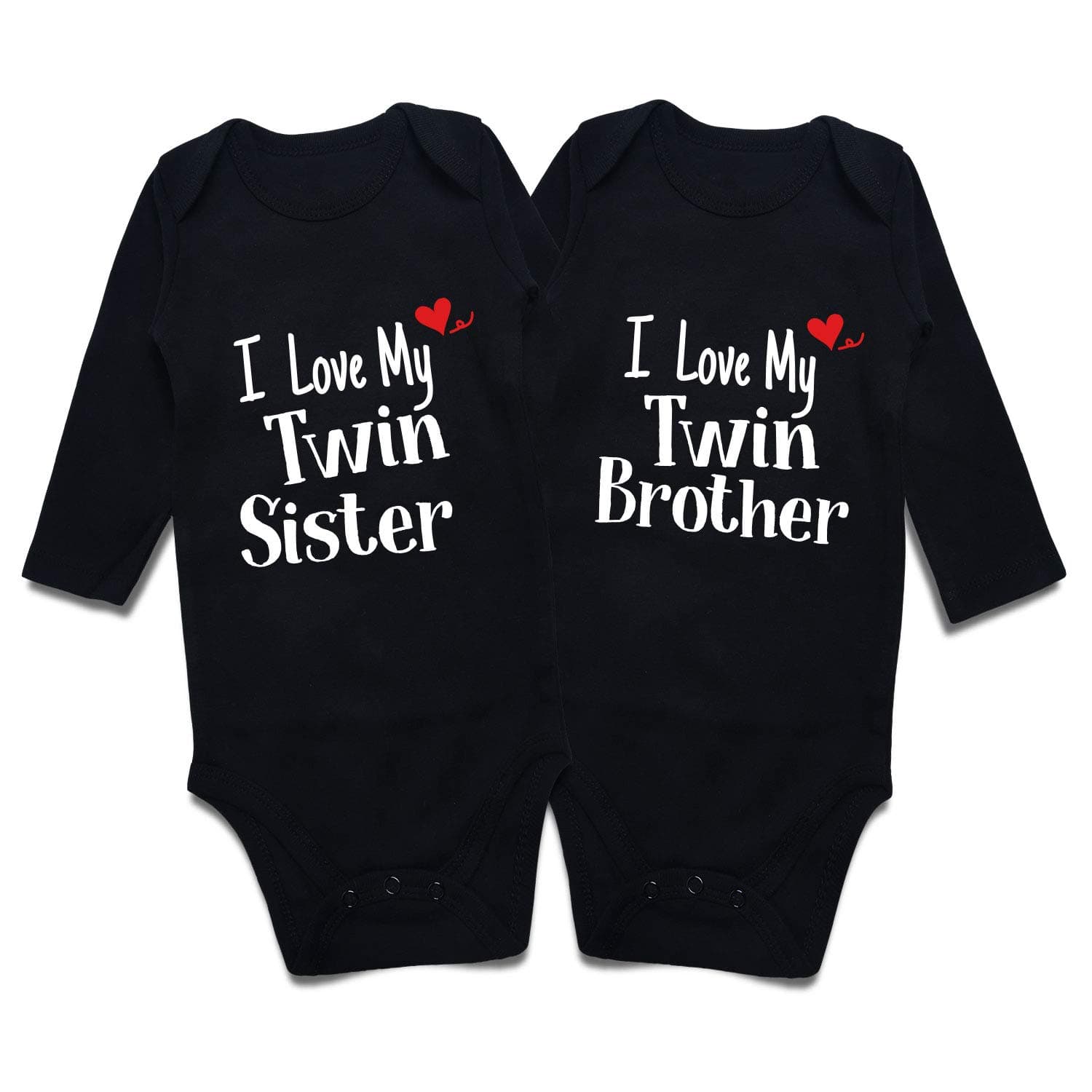 DEFAHN Funny Twins Baby Bodysuits Boys Girls Rompers 2 Pack Twin Matching Clothes Outfits for Newborn Infant