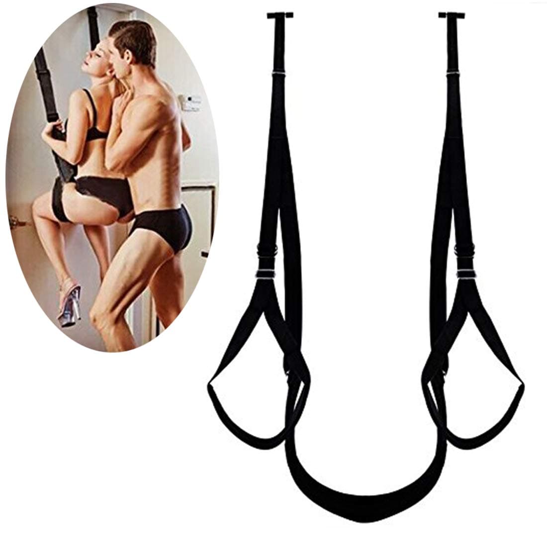 Hanging on Door Swing Kit Set - Adult Fantasy Door Swing Swivel Swing with a Seat for Women Couples Bedroom Item Gift, Holds up to 600 lbs(Black)