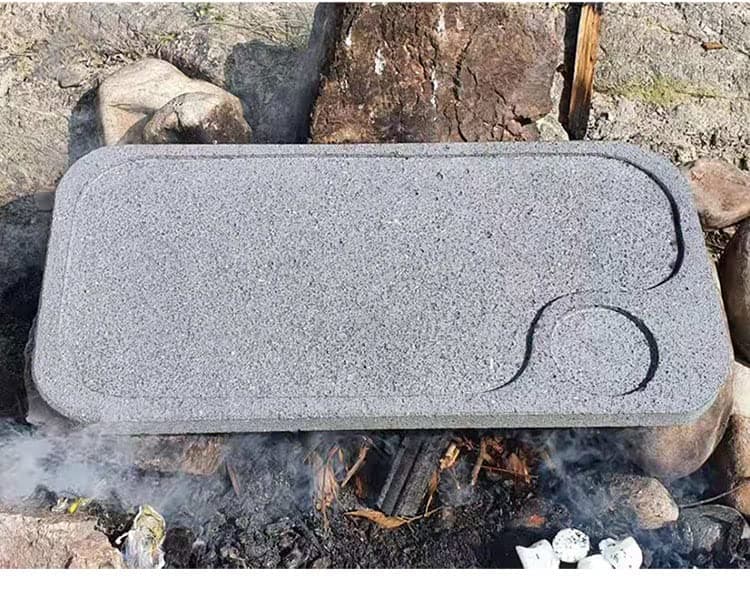Kamelar.Lava 21.5 inches. Natural volcanic stone barbecue plate, grilled seafood, roast meat, grilled steak, outdoor household smokeless non-stick SLATE burning.