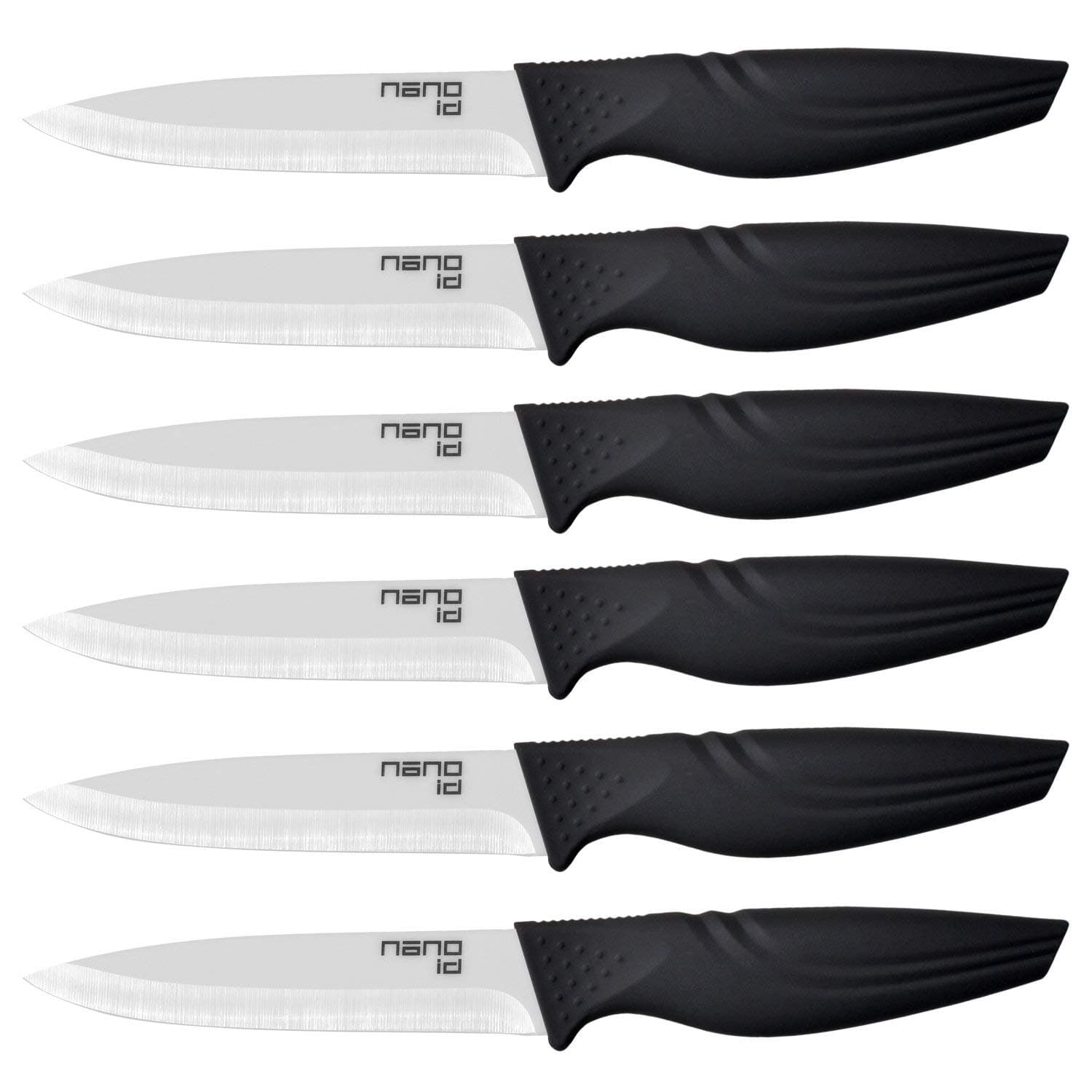 Steak Knives set of 6, Nano ID Ceramic Stake Knife Sharp Ceramic Knife Perfect Festival Present (black)
