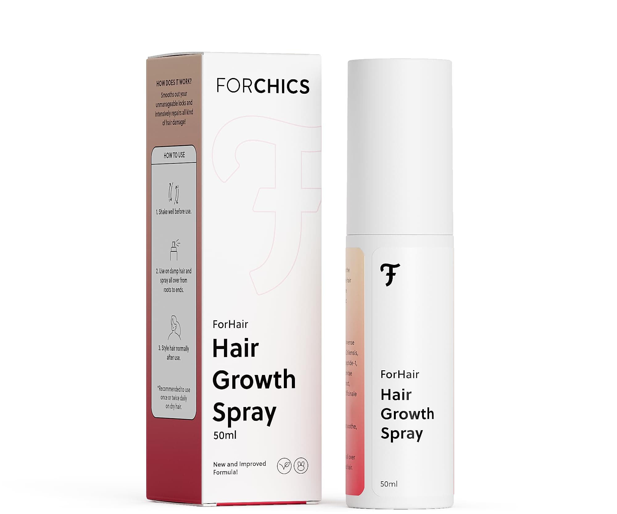 Forchics ForHair Non-Greasy Hormone Free Hair Growth Oil Spray - Promotes Thicker Natural Hair, Damage Repair, Loss Prevention, Ideal for Dry Scalp