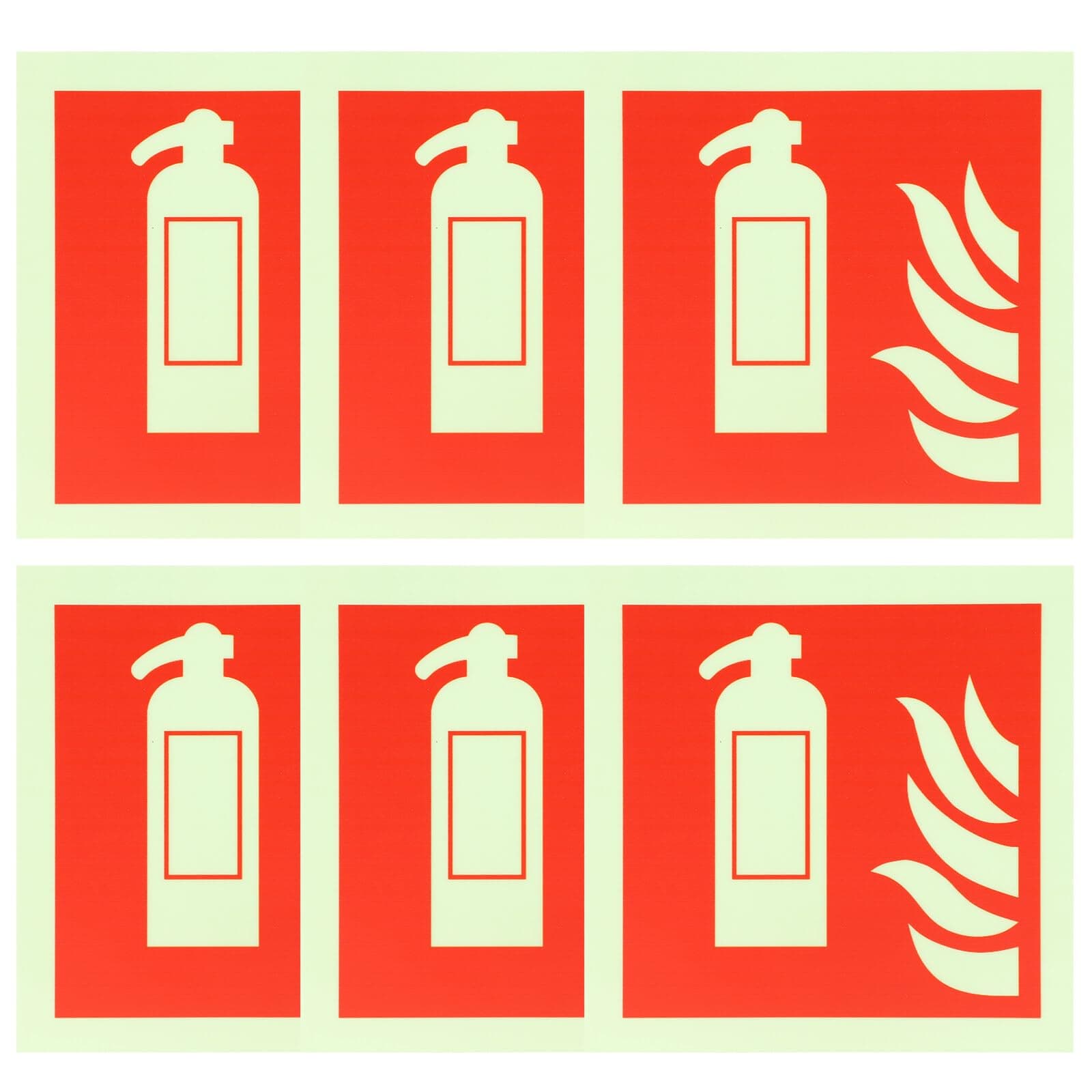 Hwtcjx Pack of 6 Fire Extinguisher Sign, Fire Extinguisher Sign, 15 x 15 cm, Alternative to Fire Extinguisher Sign, ISO Fire Protection Sign, UV Protection for Indoor and Outdoor Use