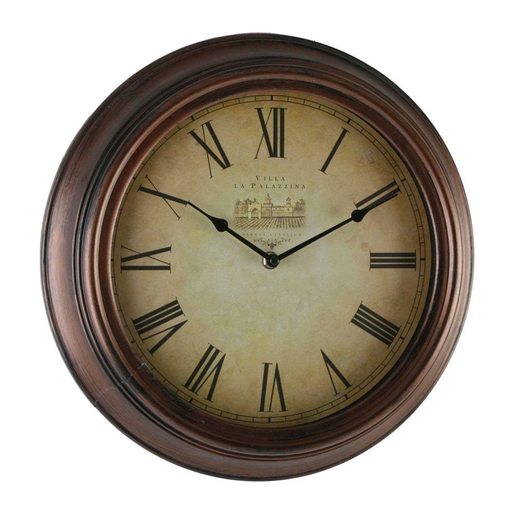 Antique Chateau Design Brown 35cm Roman Dial Wall Clock