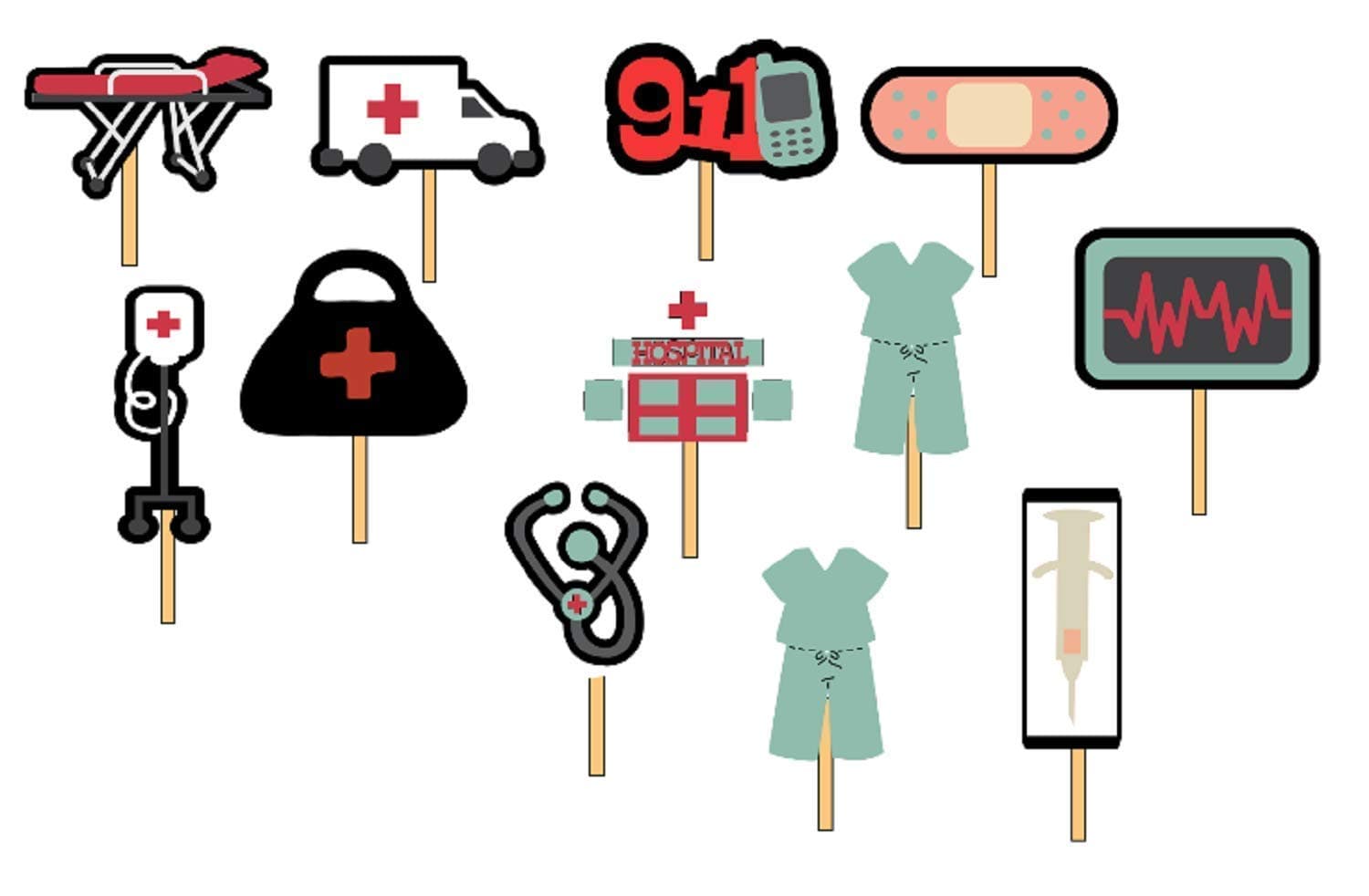 12 Medical Doctor Party Cupcake Toppers Food Picks