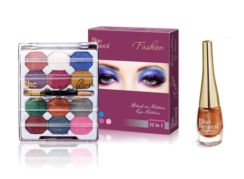 BLUE HEAVEN 12x1 Fashion Eye Shadow & Sparkeling Eyeliner 03 Combo.