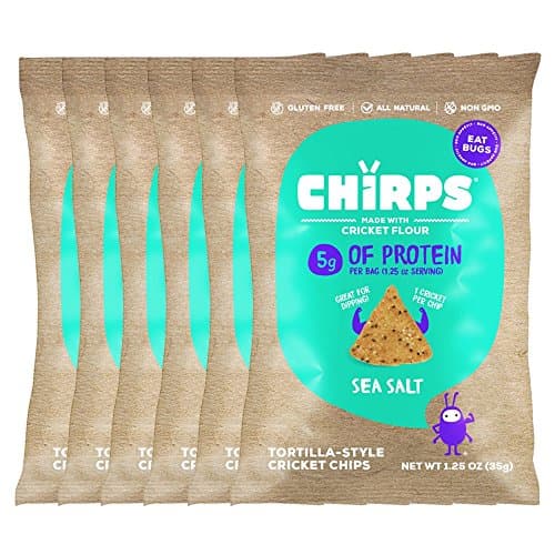 Chirps Cricket Protein Chips, Gluten-free, High Protein - 1.25 Oz (Pack of 6) (Sea Salt) - As Seen On Shark Tank