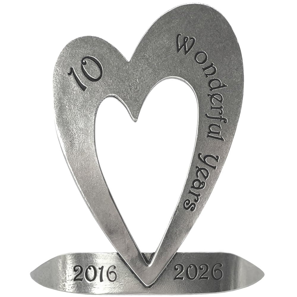English Pewter Company 10th Tenth Tin Ten Year Wedding Anniversary Heart Keepsake Gift Personalised with Your Years [ANN100]