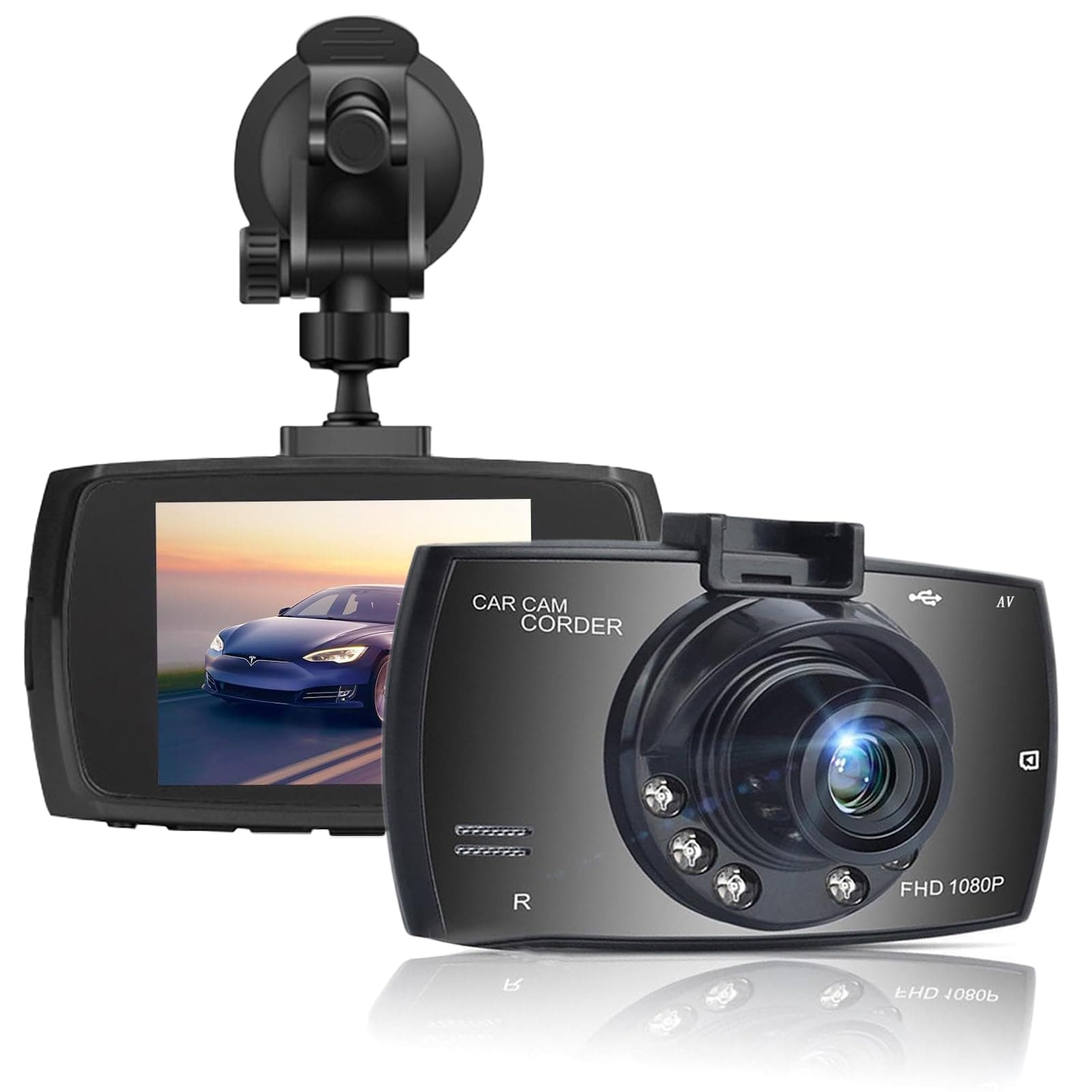 2.4-inch 1080p High-Definition Dash cam for Cars with Super Night Vision, 24-Hour Video Recording, 120° Large Wide-Angle, G-Sensor Parking Monitoring Loop Video Motion Detection