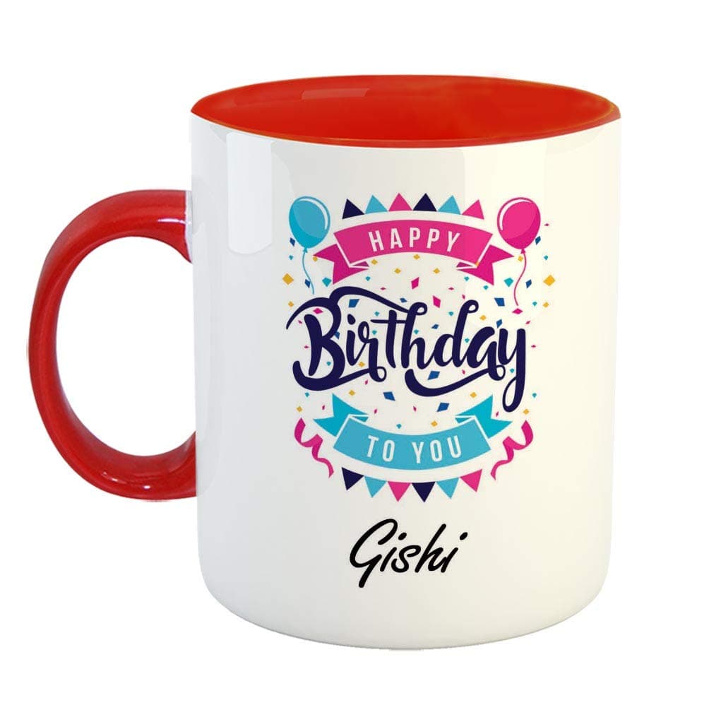 FABTODAY Ceramic Coffee Mug - Best Personalised Gift for Birthday, Color - Red, Name - Gishi