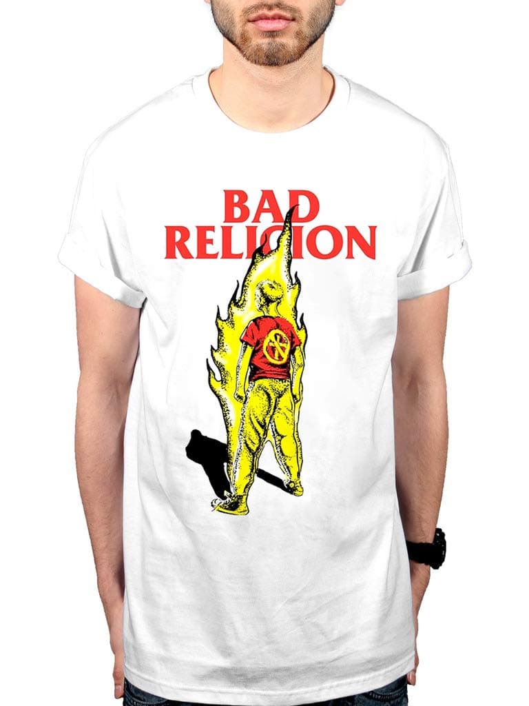 Official Bad Religion Boy On Fire T-Shirt White