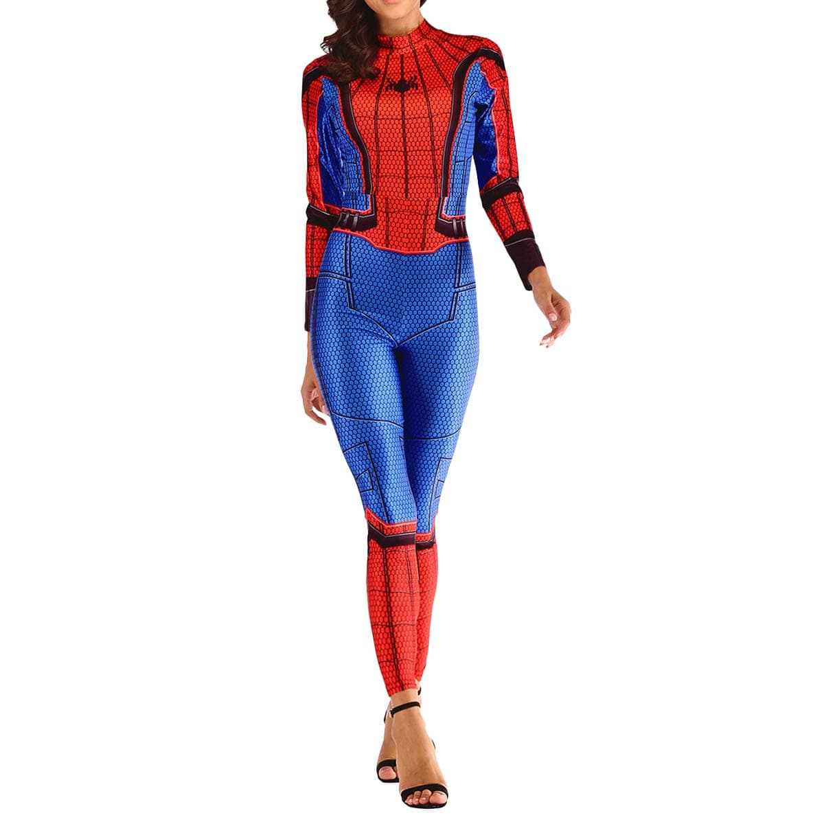 QQWE Female Spiderman Bodysuit Spandex Jumpsuits The Amazing Spider-Man Fancy Dress Costume Women's Christmas Halloween Show Cosplay Costume,A-M