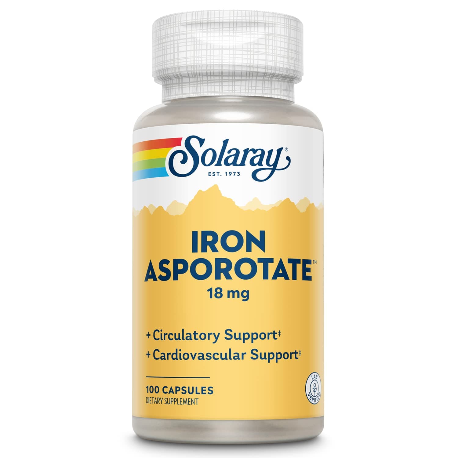 Iron Asporotate Capsules, 18 mg -100 Count