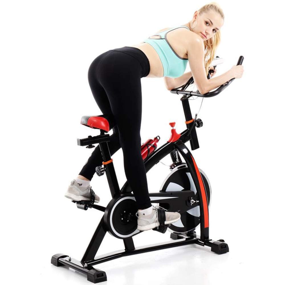 Kimanli Spinning Bicycle Ultra-Quiet Exercise Bike Indoor Cycling Bike Stationary Workout Bike Exercise Bike Home Cardio Fitness Bicycle Belt Drive with Micro-Adjustable Resistance LCD Monitor
