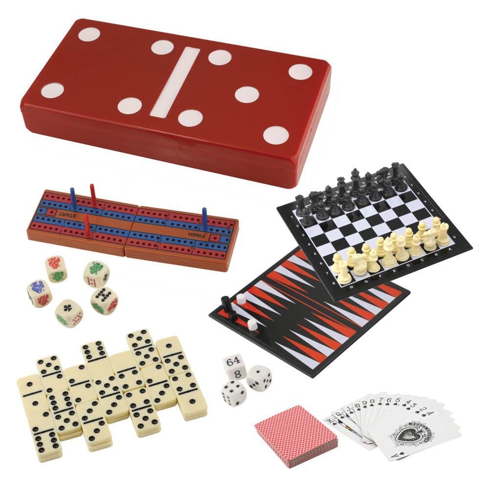 Best 7 in 1 Travel Game Set Adult Kids Man Men Checkers Chess Dominoes Backgammon & Many More Inexpensive Stocking Stuffer Idea Married Couple Family Travelers