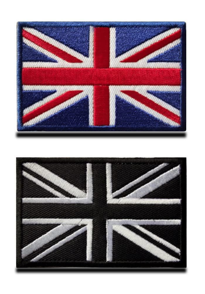 Zcketo 2pcs British Union England Flag Emblem Great Britain UK Embroidered Fastener Patch for Clothes Bags Backpack Uniform Vest Dog Harness Military Tactical Outdoor Jersey