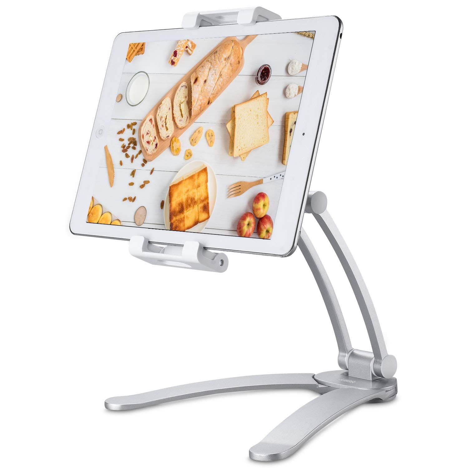 Kitchen Tablet Mount Stand, Tablet Wall Mount, Under Cabinet CounterTop Desktop Recipe Holder for 5"-12.9" Tablets iPad Pro 12.9/7/Air/Mini, Galaxy Tab S3 9.7, Surface Pro, Nintendo Switch