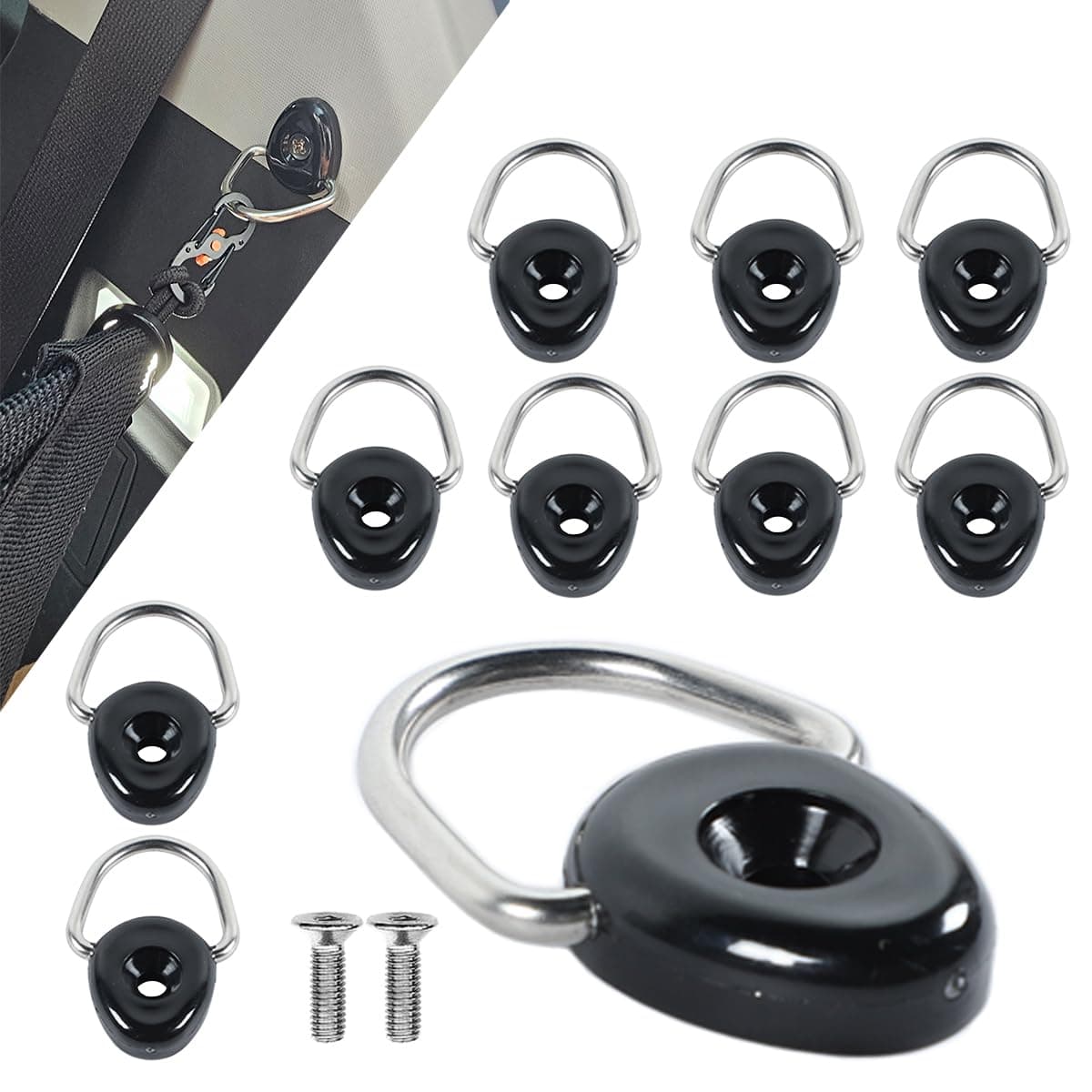 YOCTM 10 Pack Metal D-Ring Buckles for Suzuki Jimny JB64 JB74W 2019 2020 2021 Trunk