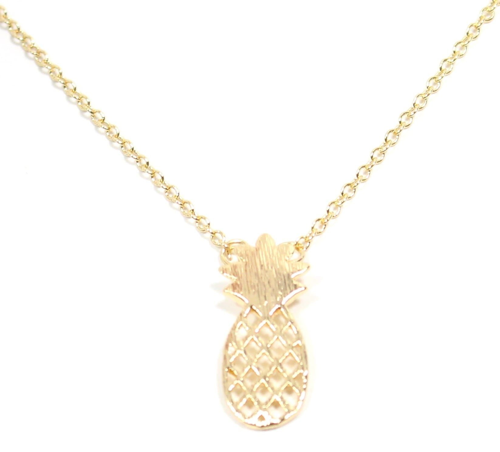 Pineapple Girls Pendant Necklace, Gold-plated Beach Bikini Fashion Jewelry