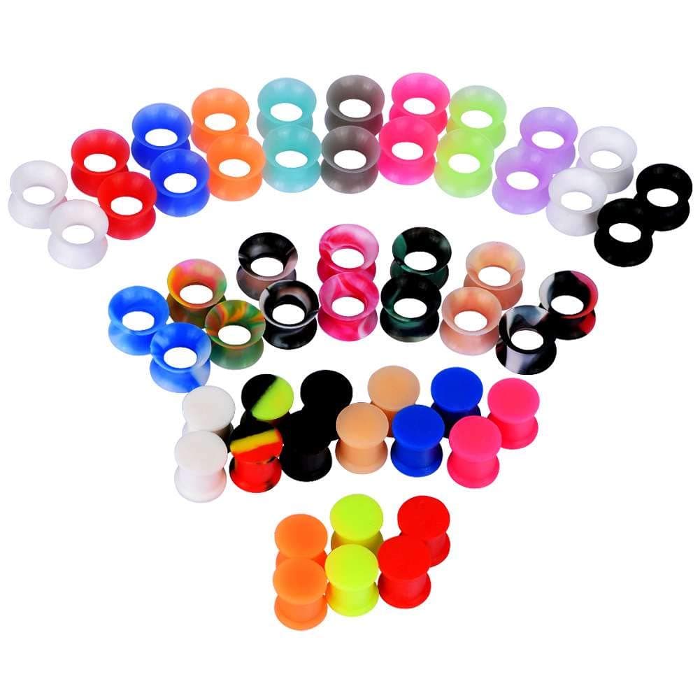 Stuppendux54PCS Silicone Tunnels Ear Gauges Tunnels Plugs Stretchers Expander 2g-3/4