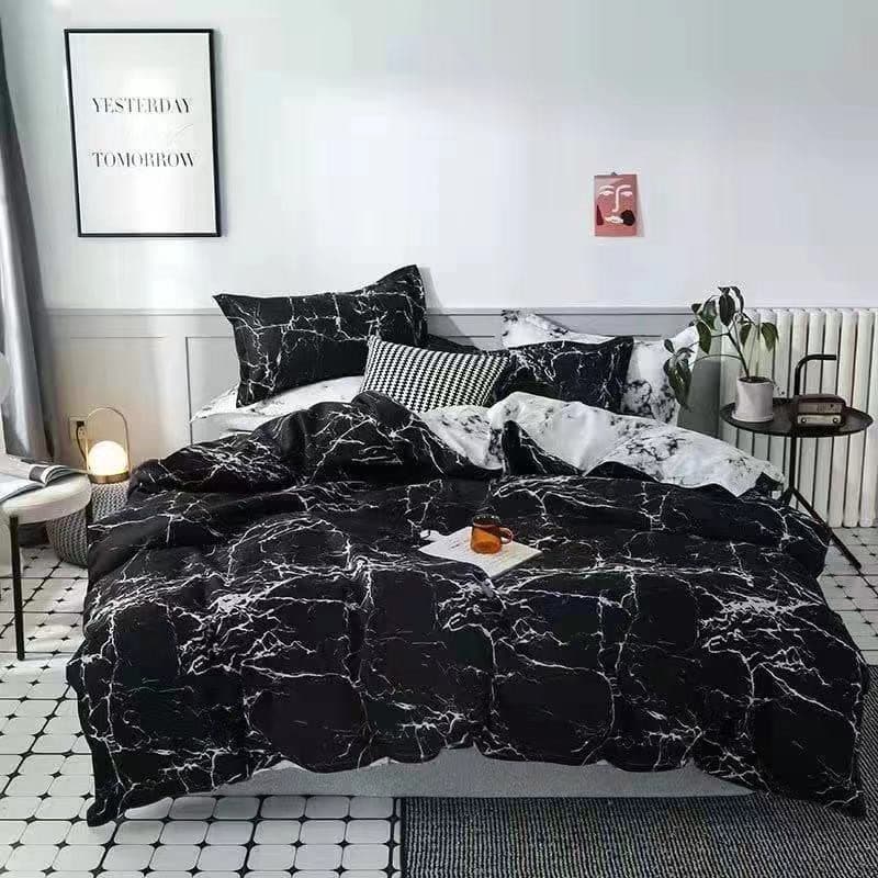 GOLDEN HOME 6-Pece King Size Cotton Duvet Cover Set, Microfibre Super Soft Cotton, Includes 1xDuvet Cover 220x240cm,1×Fitted Sheet 200x200+30 cm,4xPillow cases 50x75 cm (King Size, S018)