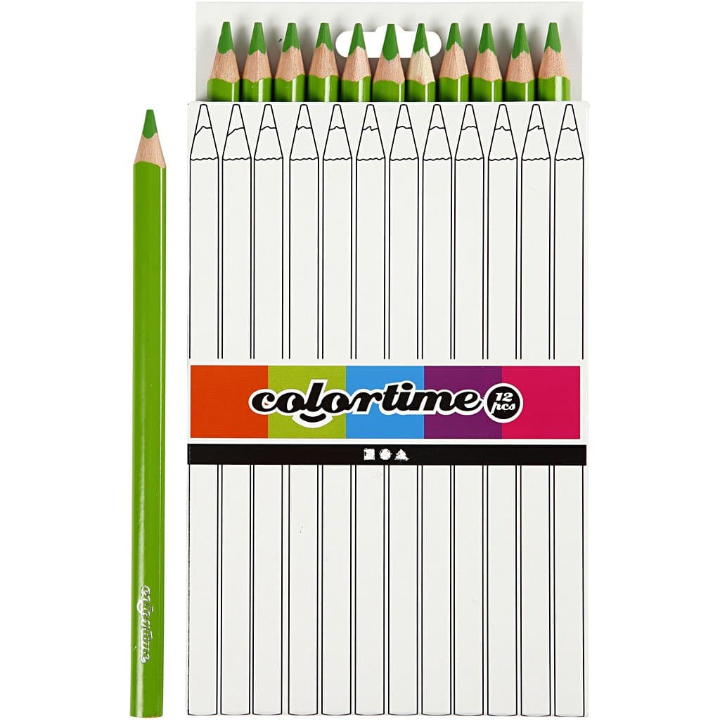 Colortime Coloured Pencils, lead: 5 mm, light green, Jumbo, 12 pc