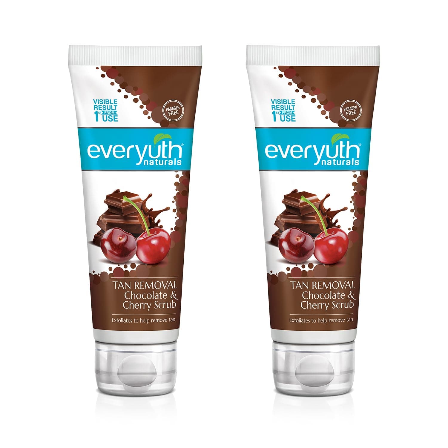 Everyuth Naturals Tan Removal Chocolate & Cherry Scrub|D tan, Detoxify & Cleanse|Paraben Free| Antioxidant Choco & Multi-Vitamin Cherries|For Oily, Dry, Normal, Combination & Sensitive Skin - 100g (Pack of 2)