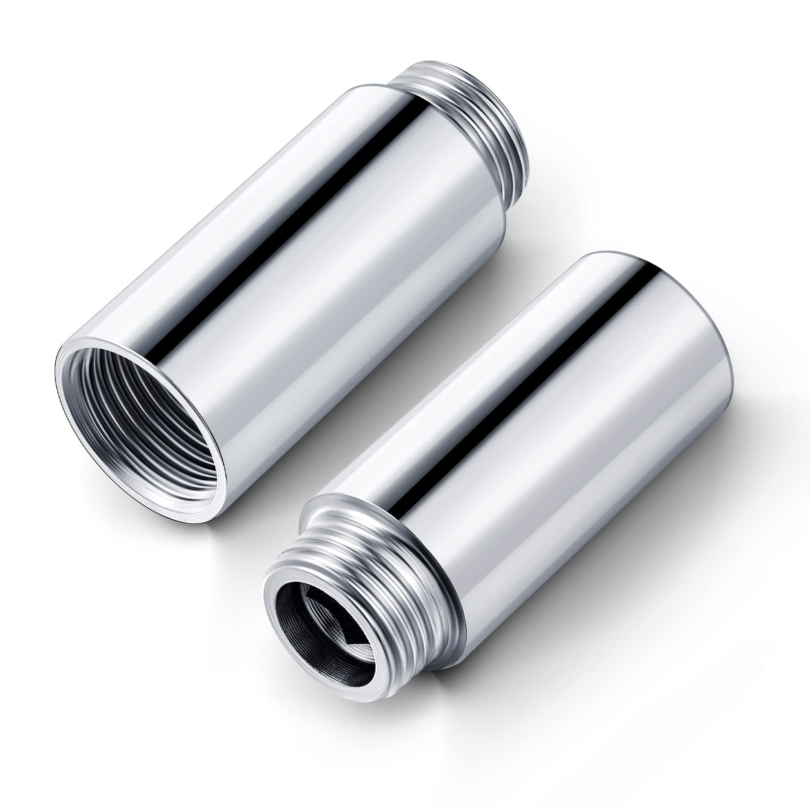 2 Pcs Shower Head Extension Arm Stainless Steel Shower Pipe Extension 1/2pt Male to 1/2pt Female Thread Cast Pipe Fitting Coupler Adapter(2 Inch)