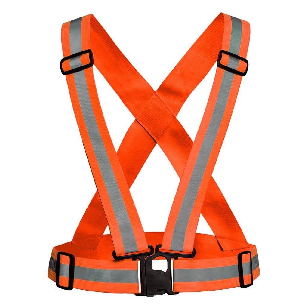 High Visibility Protective Safety Reflective Vest Belt Jacket, Night Cycling Reflector Strips Cross Belt Stripes Adjustable Vest - Orange