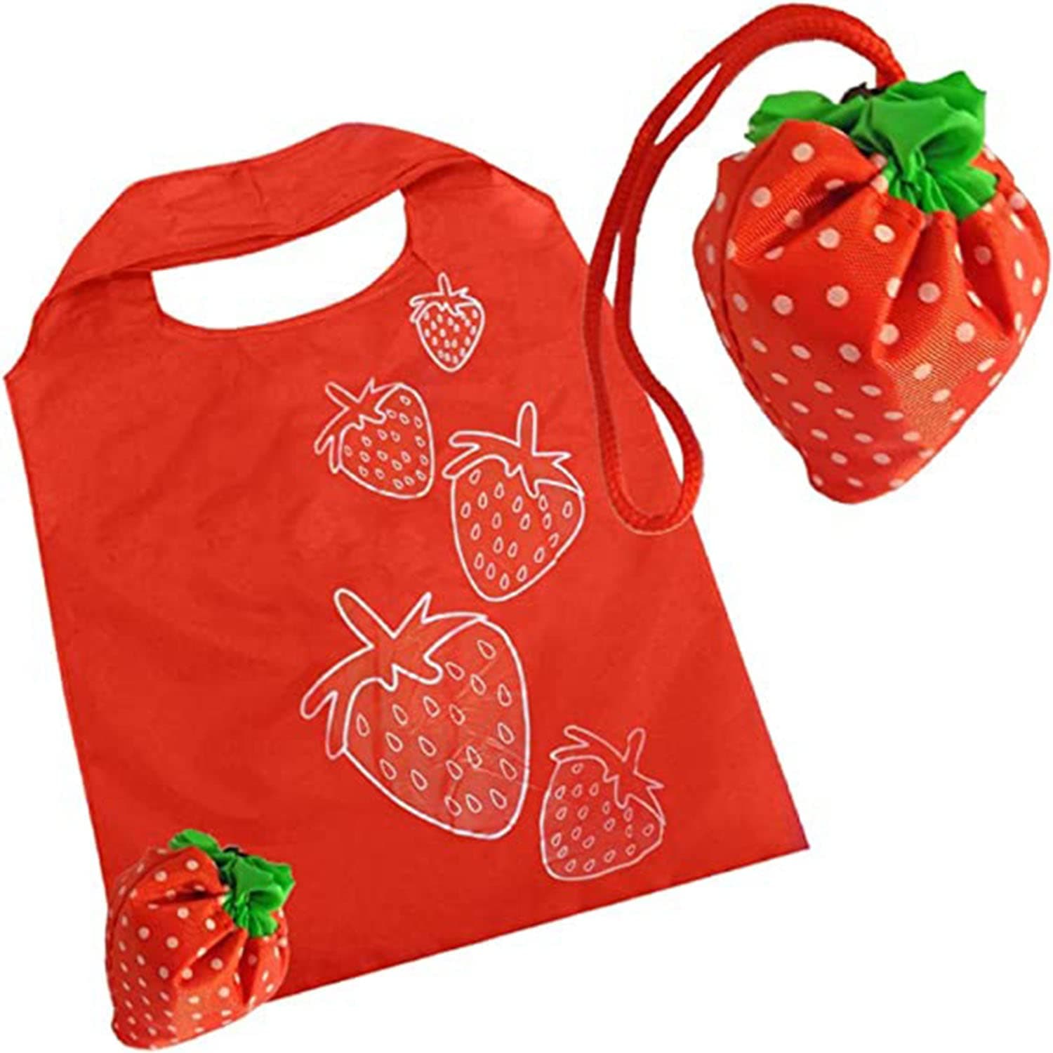 Shopping Bags, 6 Pcs Reusable Strawberry Bag, Washable-Nylon Shopping Tote Grocery Bag, Lightweight, Strong & Durable, Convenient Grocery Bags And Handy, Shopping Travel Foldable Bags